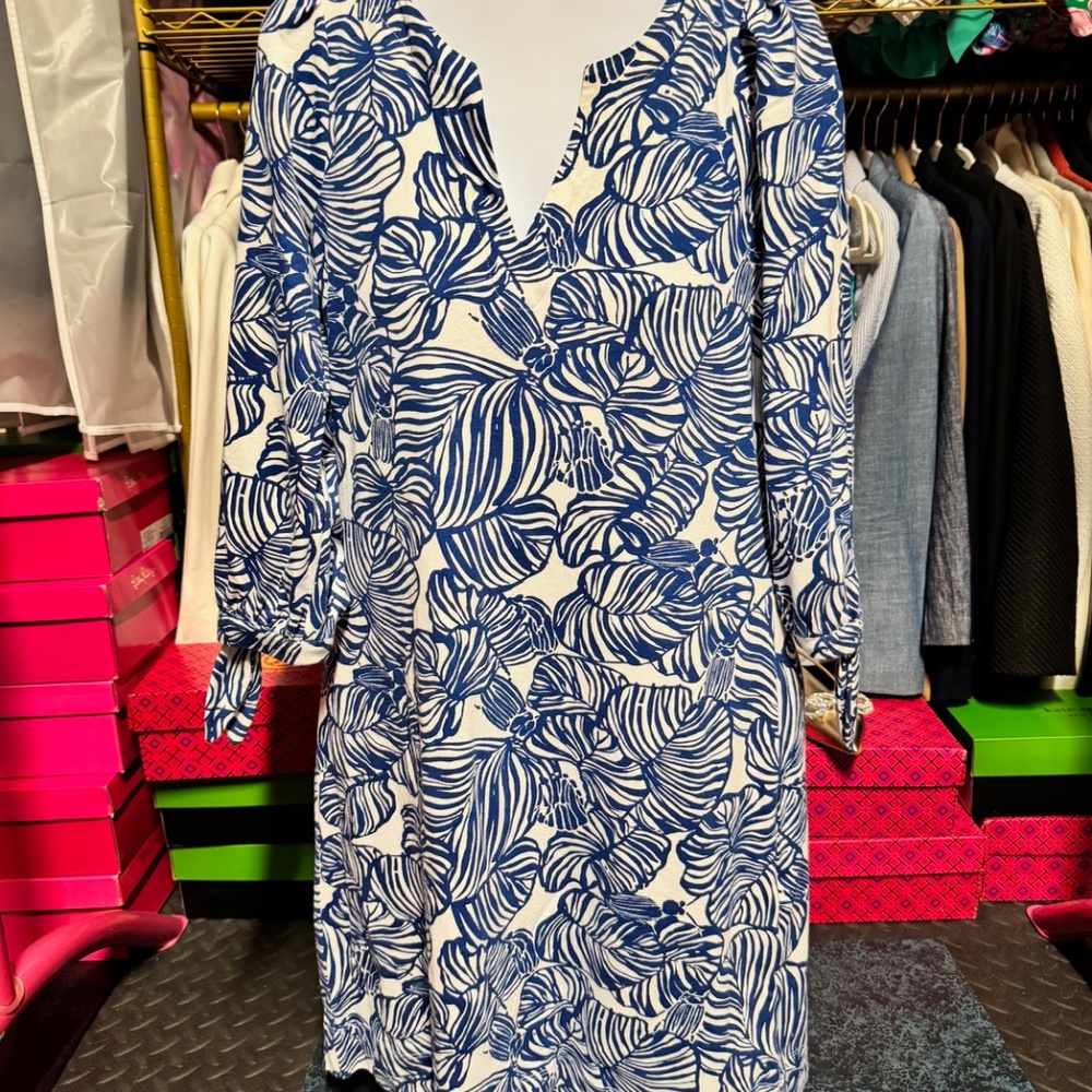 Lilly Pulitzer Cath Dress - Aegean Navy Beach Path (Size XXS)